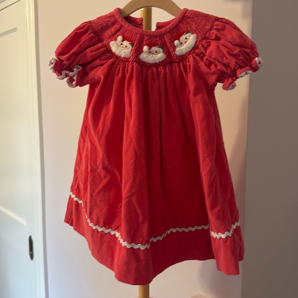 Pink Santa smocked Christmas dress size 12 months